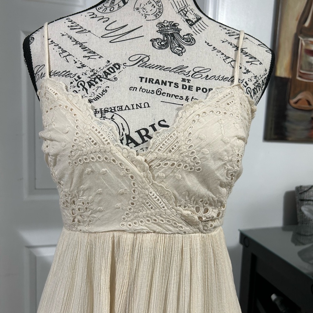 Lush Cream Strapless Lace Dress